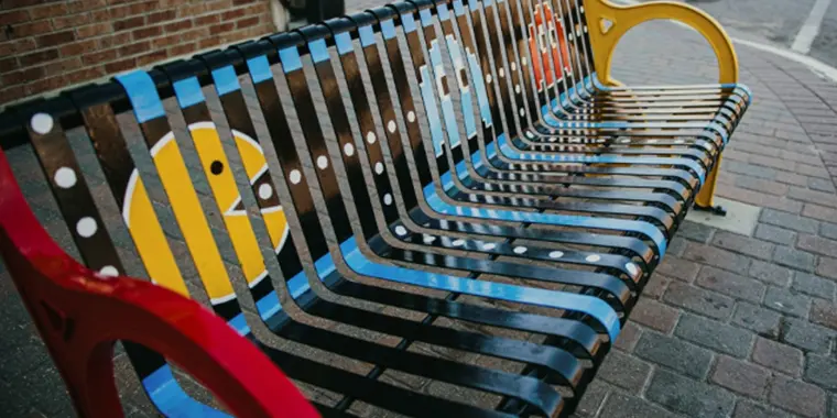 Bench with pacman theme Bench with pacman theme